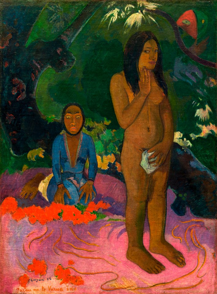 Paul Gauguin - Parau na te Varua ino (1892). Free illustration for personal and commercial use.