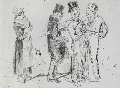 Gavarni P. - Ink - Etude de personnages (RECTO) 2 - 17x23cm