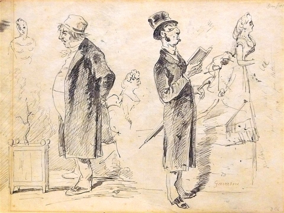 Gavarni P. attr. - Ink - Etude de personnages (RECTO) - 25x18.2cm