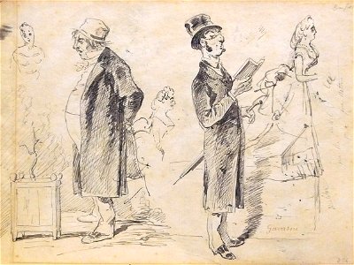 Gavarni P. attr. - Ink - Etude de personnages (RECTO) - 25x18.2cm