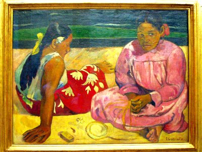 Paul Gauguin - Donne tahitiane sulla spiaggia (1891). Free illustration for personal and commercial use.