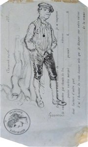 Gavarni P. attr. - Ink - Etude de personnages (VERSO) 3 - 21x12.5cm