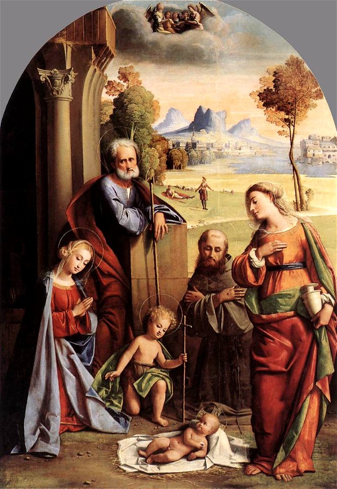 GB Ortolano Natividad con santos c1520 G Doria Pamphili roma