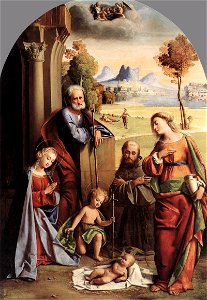 GB Ortolano Natividad con santos c1520 G Doria Pamphili roma