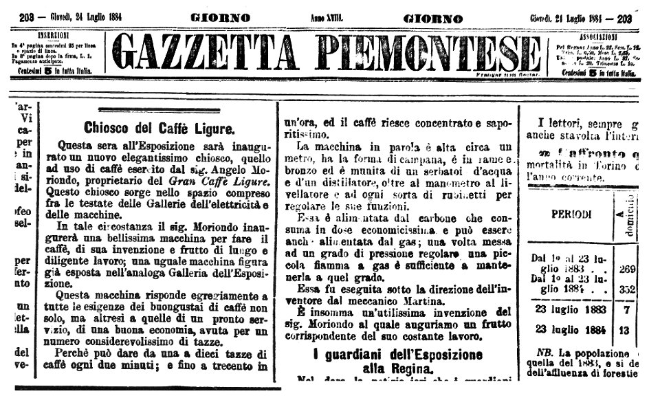 Gazzetta-piemontese-21-luglio-1884 Angelo-Moriondo
