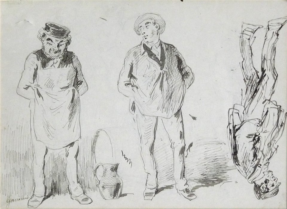 Gavarni P. - Ink - Etude de personnages (VERSO) 2 - 17x23cm