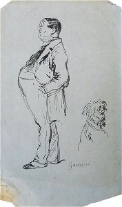 Gavarni P. attr. - Ink - Etude de personnages (RECTO) 3 - 21x12.5cm