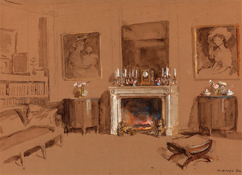Interior with Fireplace by Walter Gay
