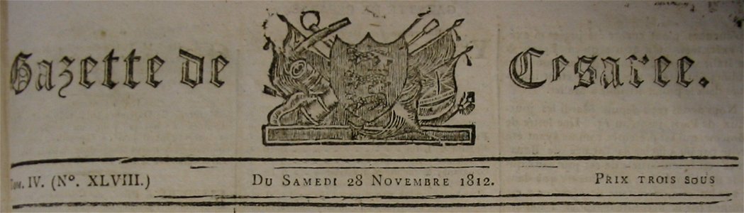 Gazette de Césarée 28 Novembre 1812