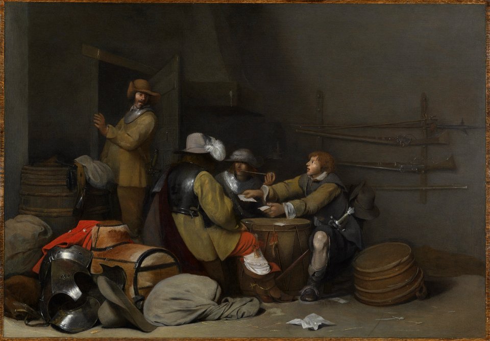 GB-101-Gerard Ter Borch-A Guardroom Interior with Soldiers Smoking and Playing Cards