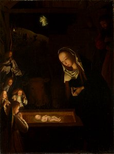 Geertgen tot Sint Jans, The Nativity at Night, c 1490. Free illustration for personal and commercial use.
