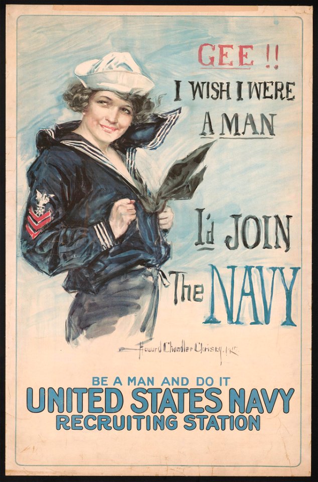 Gee!! I wish I were a man, I'd join the Navy Be a man and do it - United States Navy recruiting station - - Howard Chandler Christy 1917. LCCN2002712088