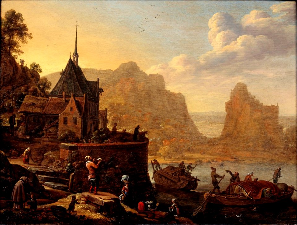 Gefantaseerd rivierlandschap met de kapel van het Sint Agnietenklooster te Utrecht Centraal Museum 26776
