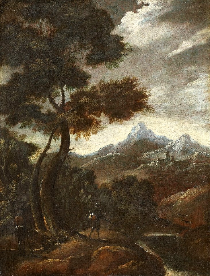 Gebirgslandschaft mit Jägern I 18Jh
