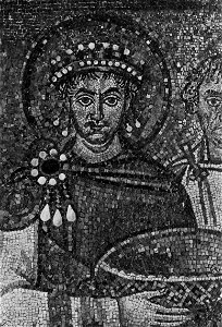 Gebrüder Alinari - Justinianus, Teil des Mosaiks in San Vitale in Ravenna (Zeno Fotografie)