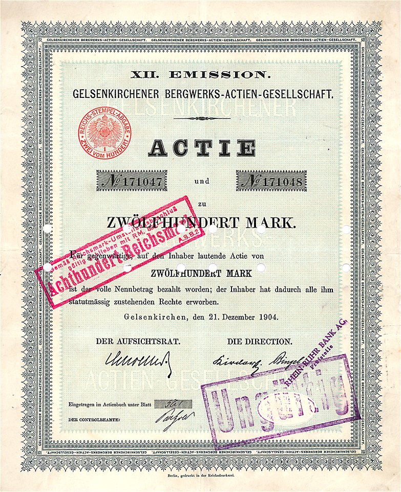 Gelsenkirchener Bergwerks-AG 1200 Mk 1904