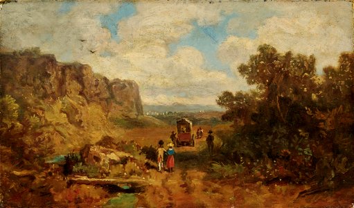 Gemälde - Landschaft mit Postkutsche - Carl Spitzweg
