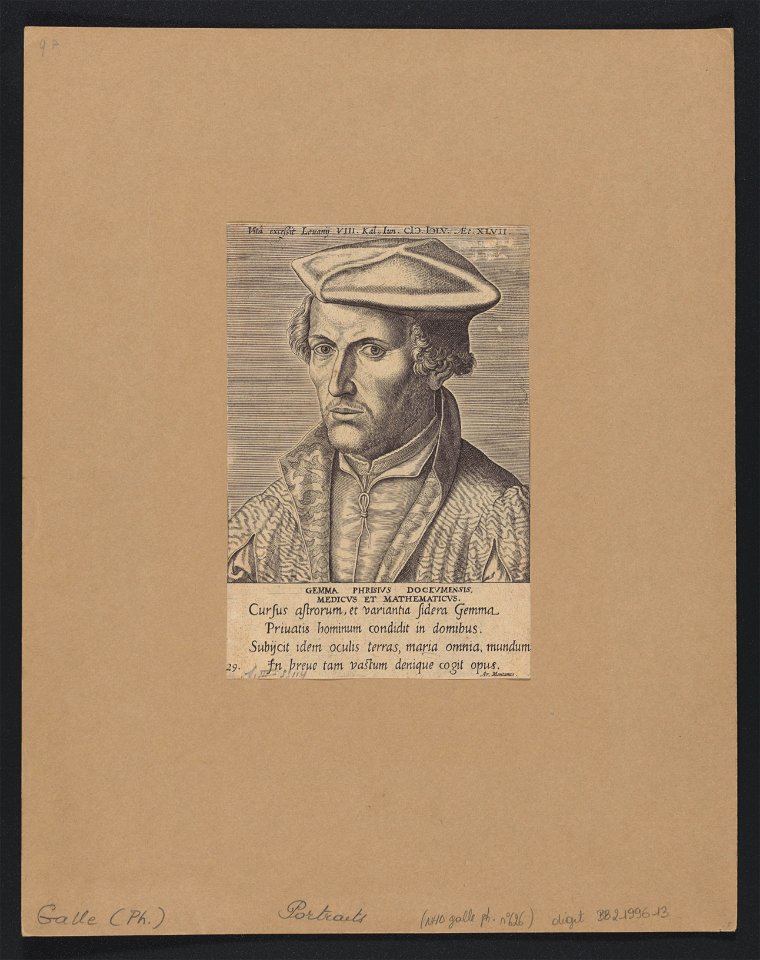 Gemma Frisius 1604 print by Jan van Stalburch, S.III 55119, Prints Department, Royal Library of Belgium