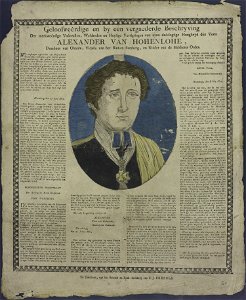 Geloofweêrdige en by een vergaederde beschryving der ... verrigtingen van ... Alexander van Hohenlohe-Catchpenny print-Borms 0117