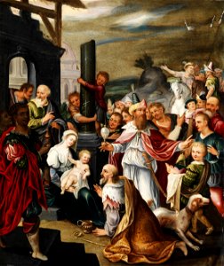 Gemäldepaar Geburt Christi Deutschland 17 Jh 1 Anbetung der Könige