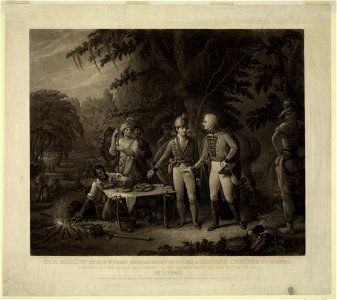 Gen. Marion in his swamp encampment inviting a British officer to dinner - Painted by John B. White; Engraved by John Sartain. LCCN2003663990