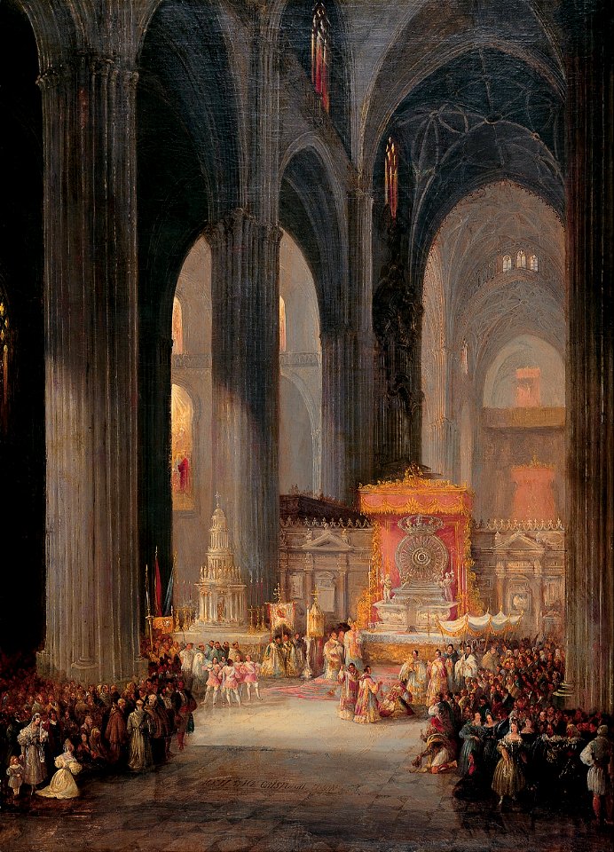 Genaro Pérez Villaamil - The Corpus Christi Procession inside Seville Catedral - Google Art Project