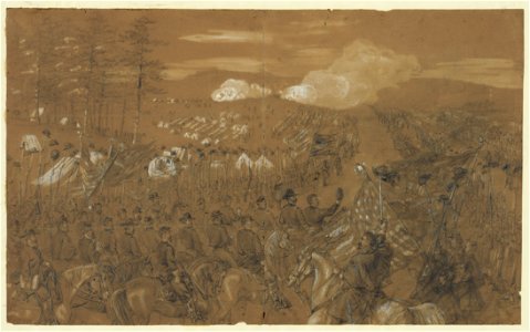 General McClellan accompanied by General Burnside taking leave of the Army of the Potomac LCCN2004660482