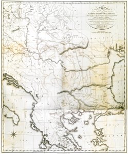 General Outline of the Authors Route through, Greece, Macedonia, Thrace, Bulgaria, Walachia, Transylvania, and Hungary - Clarke Edward Daniel - 1816. Free illustration for personal and commercial use.
