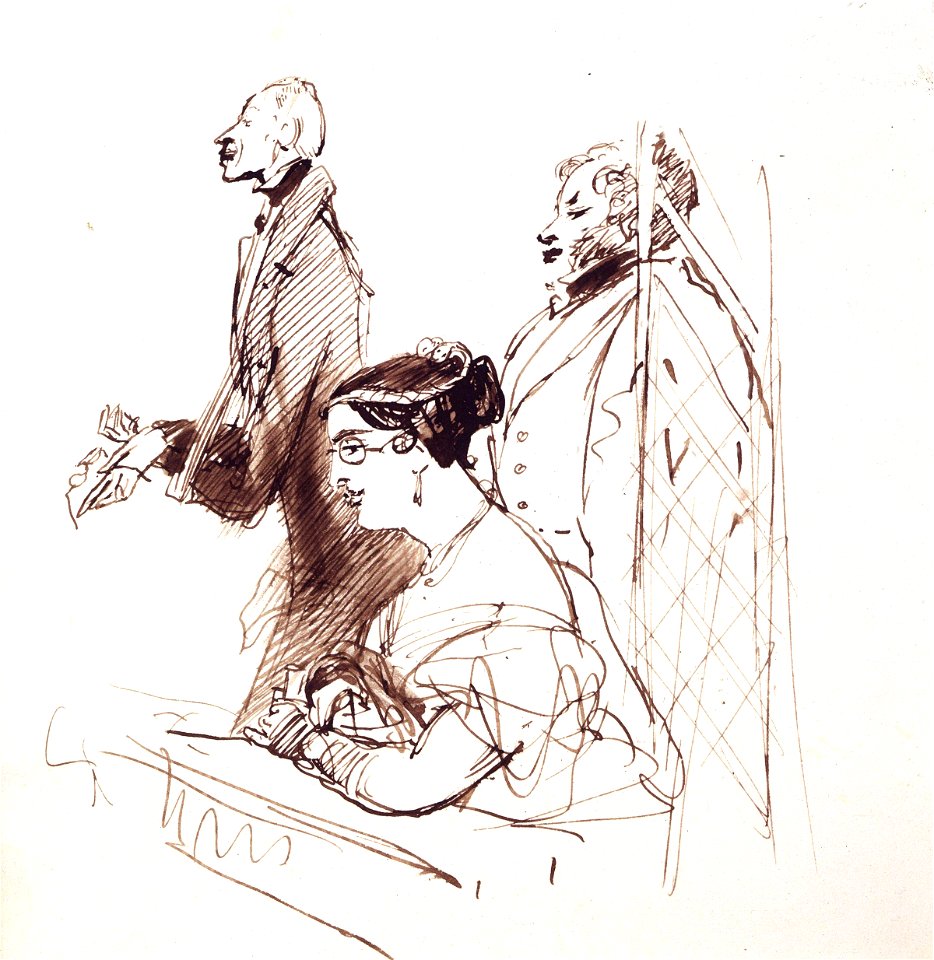 General Phipps, Mrs Norton and 2nd Baron Alvanley at the theatre by Sir Edwin Henry Landseer