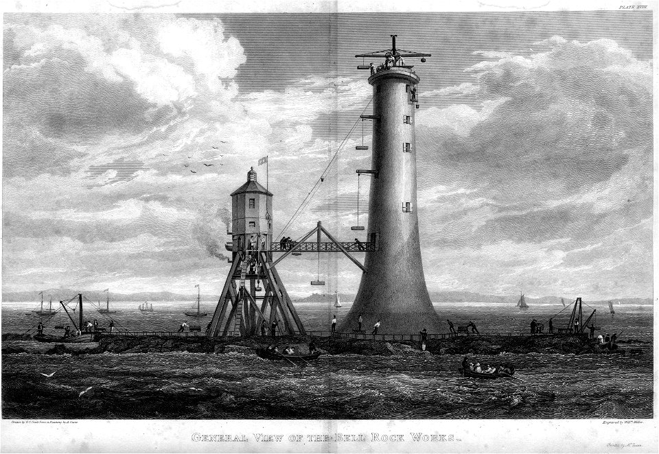 General View of the Bell Rock Works engraving by William Miller after A Carse