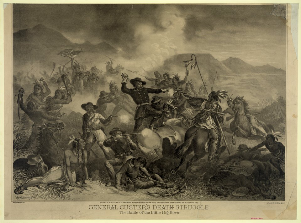 General Custer's death struggle. The battle of the Little Big Horn - H. Steinegger ; S.H. Redmond del. ; Lith. Britton, Rey & Co. S.F. LCCN2009633807