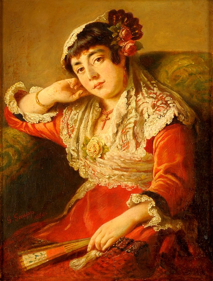 Gustav Adolf Gaupp Südländerin mit Fächer 1880