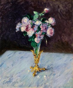 Gustave Caillebotte - Bouquet de roses dans un vase de christal