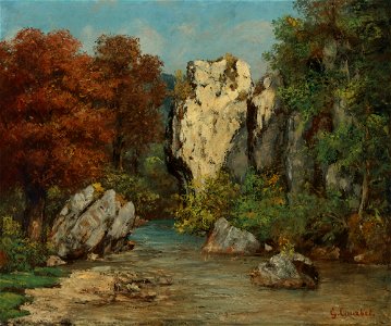 Gustave Courbet - Paysage au ruisseau et au rocher