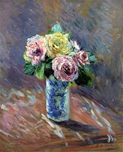 Gustave Caillebotte - Roses jaunes et rouges dans un vase de cristal