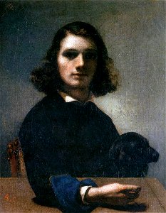 Gustave Courbet - Self-Portrait (Courbet with Black Dog) - WGA05478. Free illustration for personal and commercial use.
