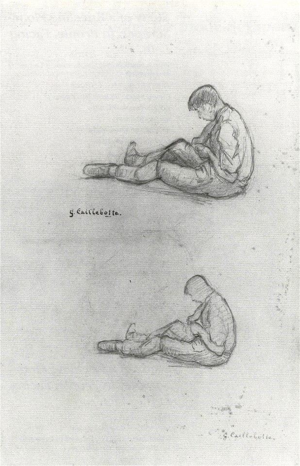 Gustave Caillebotte - Two Studies of a Young Man Seated, in Profile, Facing left