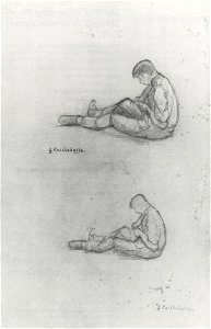 Gustave Caillebotte - Two Studies of a Young Man Seated, in Profile, Facing left
