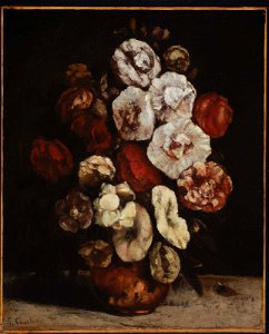 Gustave Courbet - Hollyhocks in a Copper Bowl - 48.530 - Museum of Fine Arts