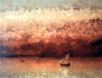 Gustave Courbet - Sunset on Lake Geneva - WGA05520. Free illustration for personal and commercial use.