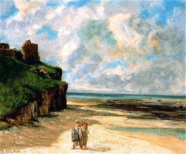 Gustave Courbet - La plage de Saint-Aubin-sur-Mer. Free illustration for personal and commercial use.