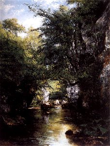 Gustave Courbet - The Stream at Brème - WGA5516. Free illustration for personal and commercial use.