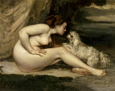 Gustave Courbet - Nude Woman with a Dog - Google Art Project. Free illustration for personal and commercial use.