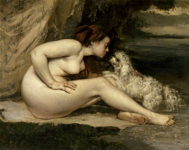 Gustave Courbet - Nude Woman with a Dog - Google Art Project