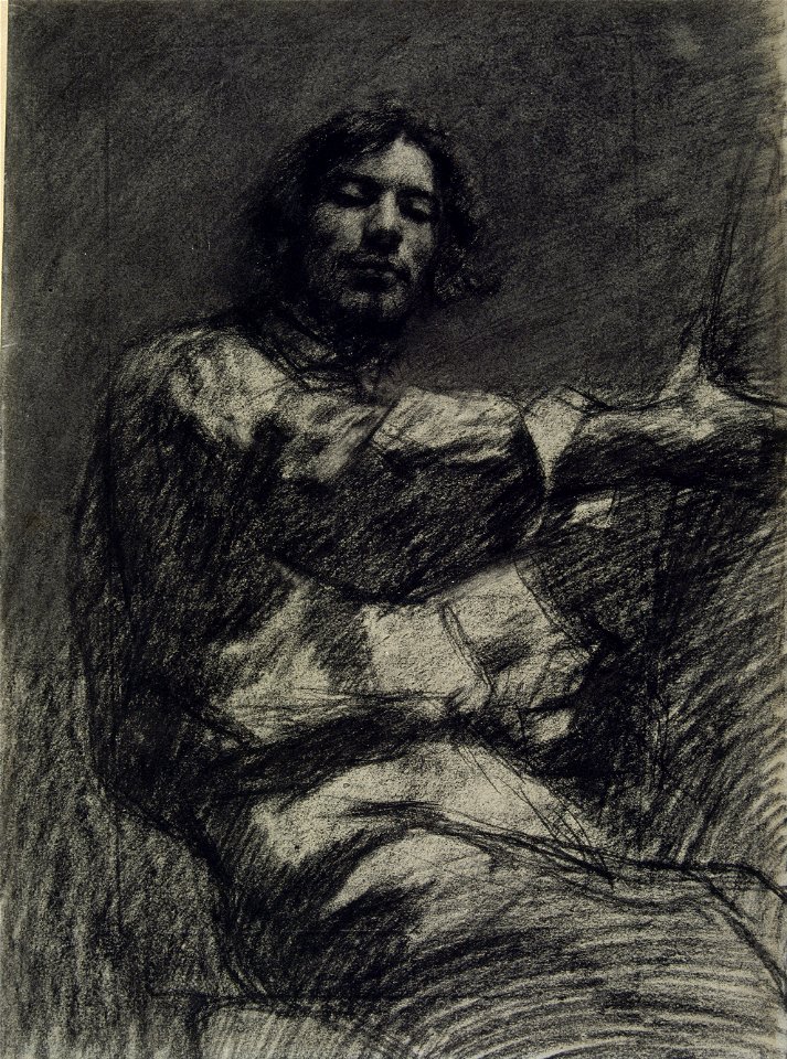 Gustave Courbet - Young Man Sitting, Study. Self-Portrait known as At the Easel - Google Art Project