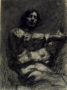 Gustave Courbet - Young Man Sitting, Study. Self-Portrait known as At the Easel - Google Art Project