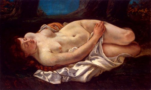 Gustave Courbet - Reclining Woman - WGA5505. Free illustration for personal and commercial use.