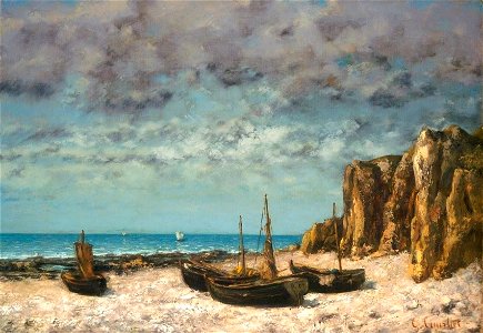 Gustave Courbet - Boats on a Beach, Etretat - 1972.9.7 - National Gallery of Art. Free illustration for personal and commercial use.