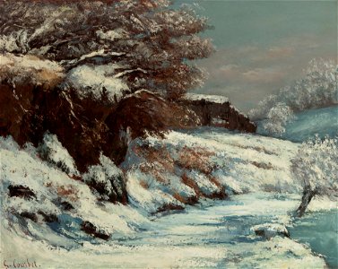 Gustave Courbet - Effet de neige (1860s). Free illustration for personal and commercial use.
