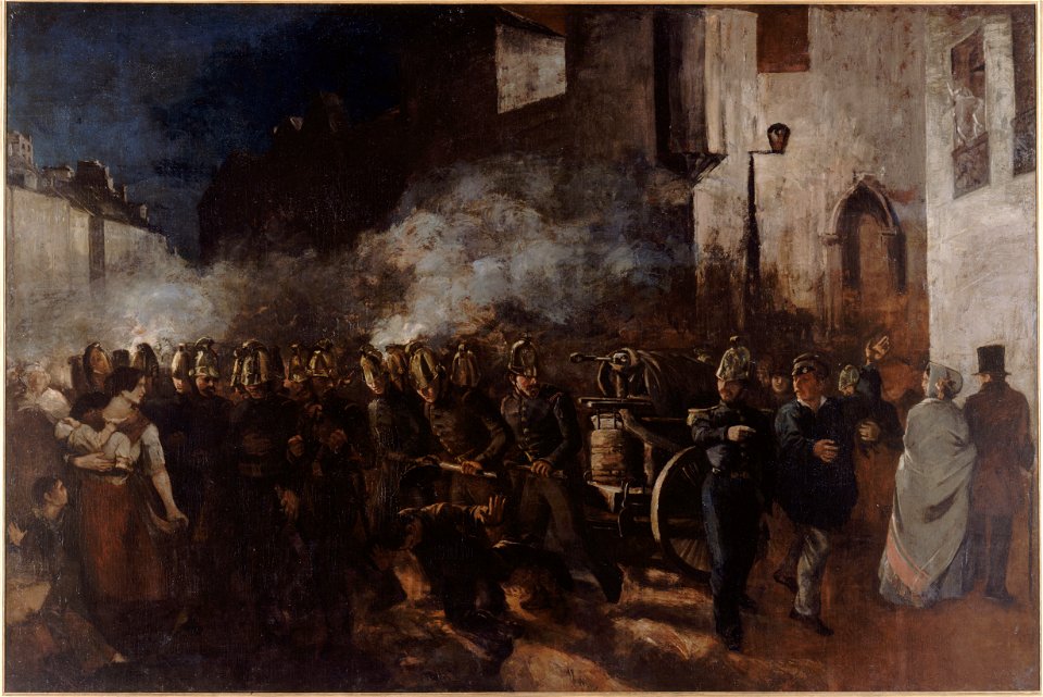 Gustave Courbet - Firemen Running to a Fire - WGA05459
